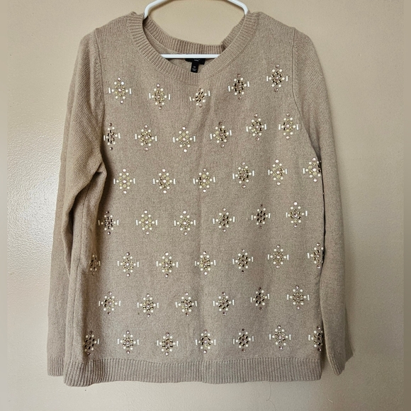 Talbots Rhinestone Gem Wool & Cashmere Blend Crewneck Sweater Plus Sz 1X Office - Picture 1 of 8